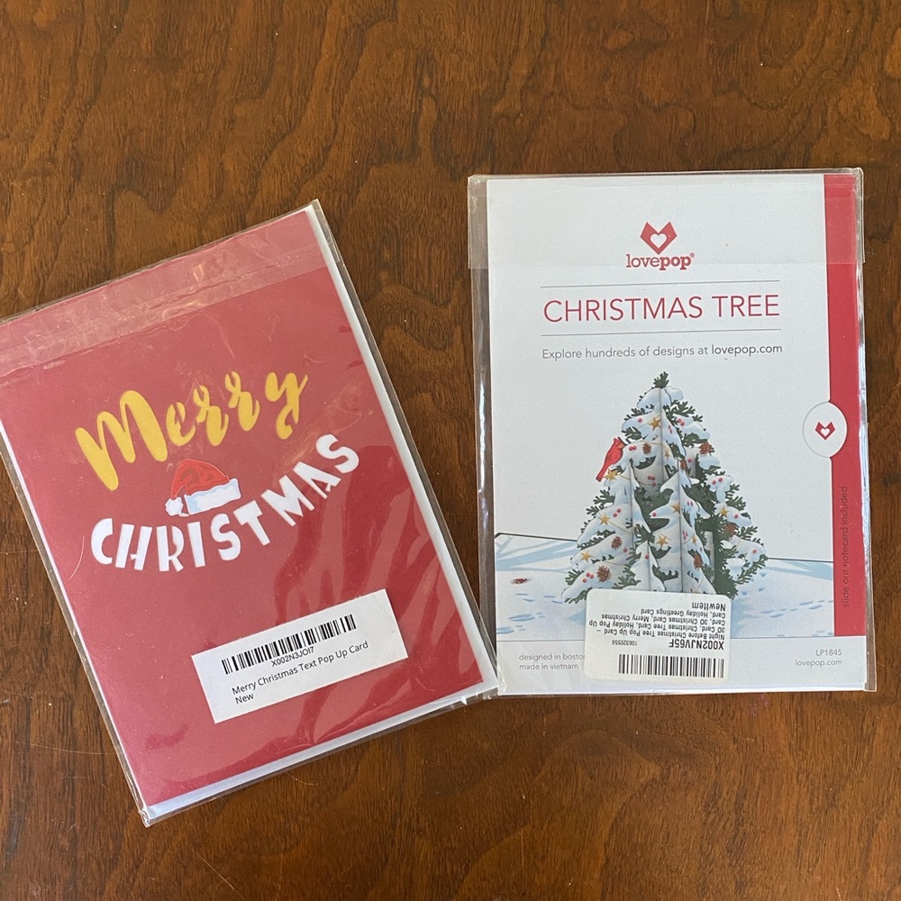 Lovepop Christmas Tree Pop-Up 3D Cards set of 2 unopened pkg